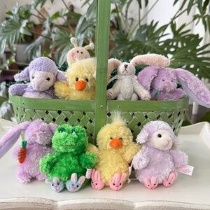 Russ Vintage Mini Easter Animals Bunny Slippers Plush Toys - Lot of 9